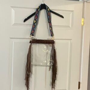 Boho Clear Fringe Crossbody Bag